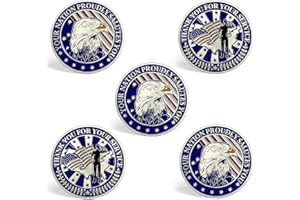 ERYIWBERIT 5Pcs Military Veterans Challenge Coins Set Thank You for Your Service Coin Military Gifts for Men Women Army Commemorative Coin Veterans Day Gifts