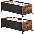 FOUCSSOMEI Under Bed Storage, XXXXL Size, Rolling Under bed Storage With Wheels, Wooden Under Bed Drawers with Metal Frame, Patented Design 2 Packs