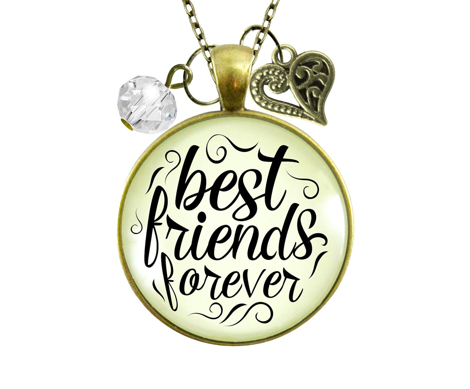 Amazon Com Gutsy Goodness 24 Best Friends Forever Necklace Long Distance Bff Jewelry Quote Handmade