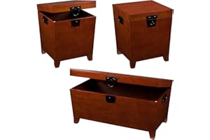 SEI Furniture Pyramid Storage 3-pc Set Trunk Table, Set of 3, Mission Oak