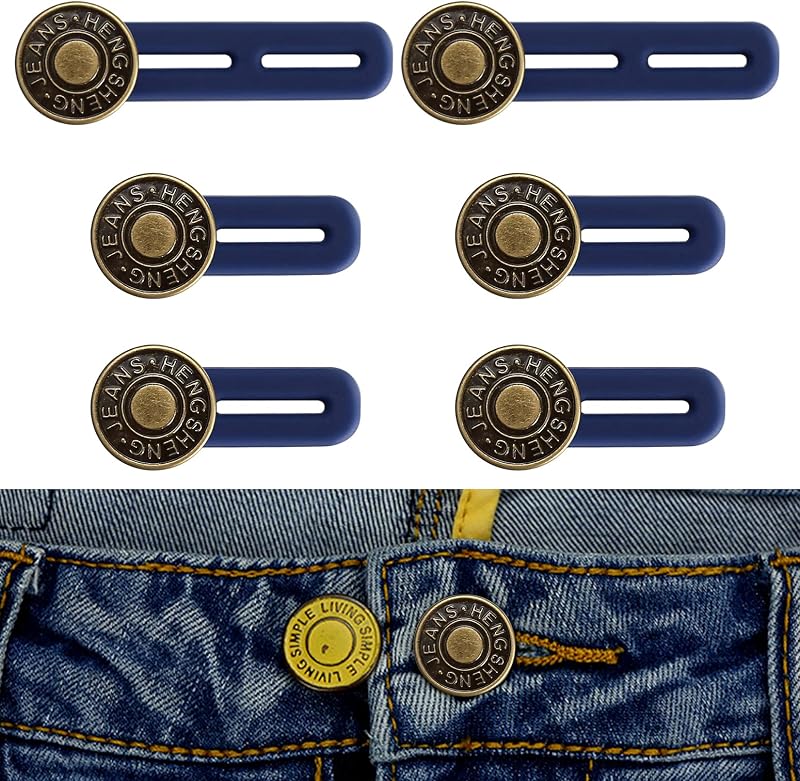 LJHOME 6 Pcs Button Extender for Trousers Elastic Waistband Set