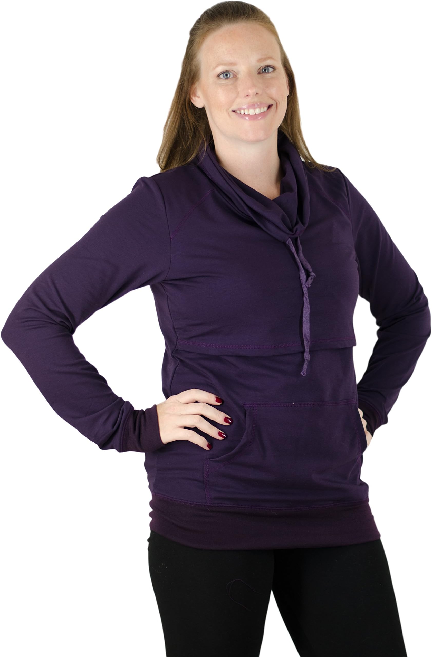 Latched Mama Women's Nursing Cowl Neck Pullover Version 2 with Pocket