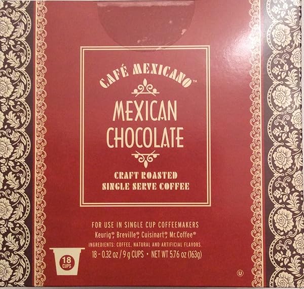 CAFE MEXICANO MEXICAN CHOCOLATE CRAFT ROASTED SINGLE SERVE COFFEE 18 CUPS