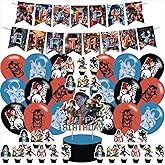 Attack on Titan 4 birthday party supplies, including cake topper, cupcake toppers, Banner, Latex Balloons,It is very suitable for boy's and girl Anime Titan Attack Themed birthday party supplies.