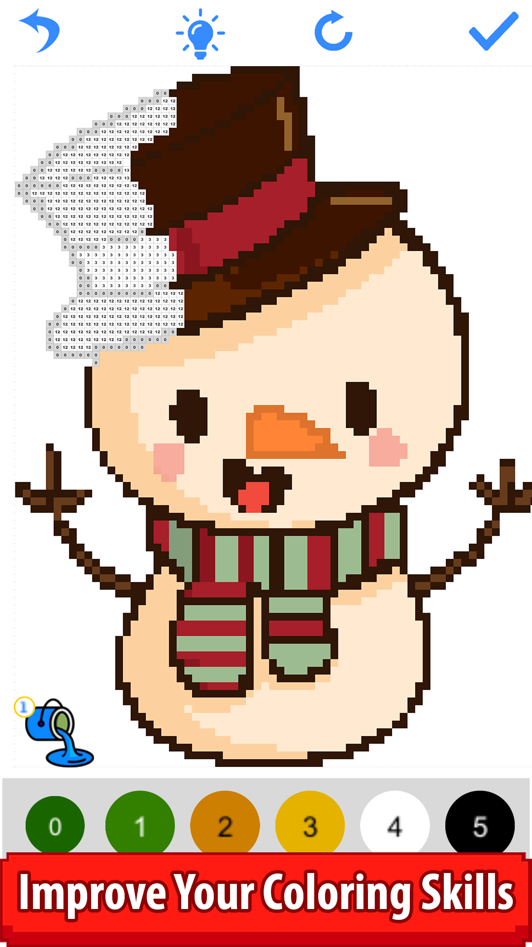 Christmas Pixel Art Paint by Number, Sandbox Coloring Book Pages