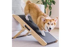 PRIORPET Dog Steps for Bed & Couch 2-in-1 Dog Stairs/Ramp - Height Adjustable Dog Ramp for Couch 7” - 20” - Pet Stairs, Dog Stairs for Small Dogs - Easy to Move Pet Steps with Landing Platform, Natural