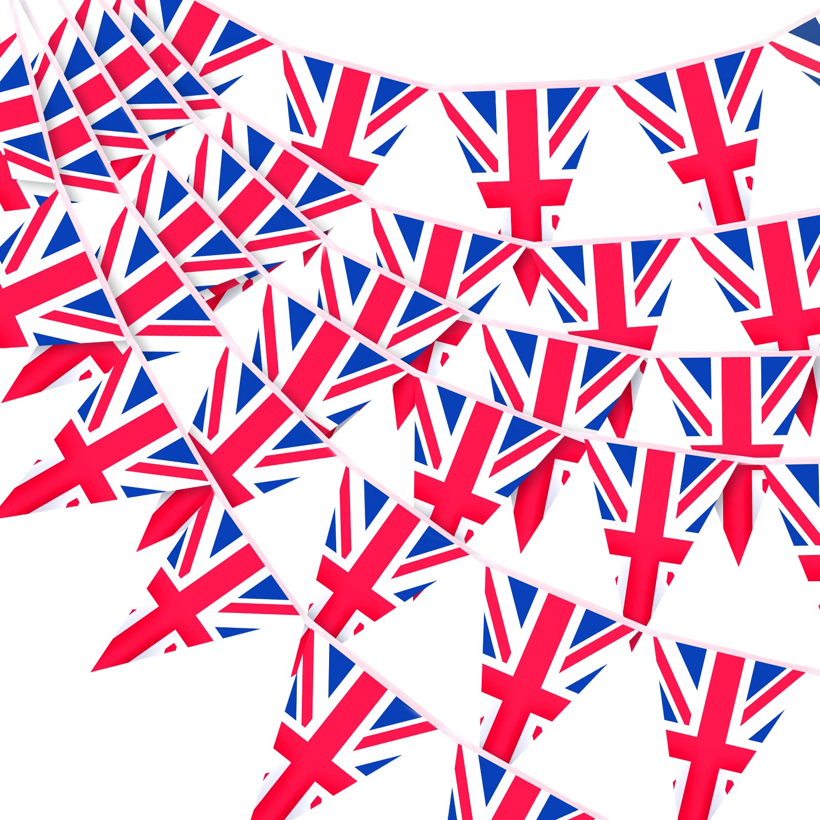 G2PLUS Union Jack Flag Bunting, 2x10M British Bunting Banner, 30PCS Reusable UK Garden Bunting, 20X28CM D Day Bunting for D Day 80th Anniversary
