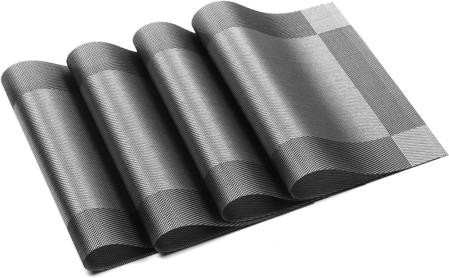 U'Artlines Placemat, Crossweave Woven Vinyl Non-Slip Insulation Placemat Washable Table Mats (Grey, 4pcs placemats): Home & Kitchen