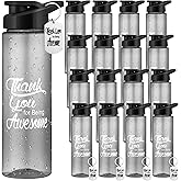 Dandat 16 Pack Employee Appreciation Motivational Thank You Gift 24 oz Plastic Water Bottle Reusable Teacher Appreciation Sport Bottle Gift with Keychain for Teacher Colleague Employee