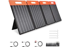 GOLABS SF100 Portable Solar Panel, Monocrystalline Solar Charger with Adjustable Kickstand, Type C, DC 18V, QC3.0 USB Ports for Power Station Outdoor Camping Off Grid RV