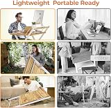 GreenForest Foldable Desk Oak No Assembly Small Desk with Monitor Shelf view 4