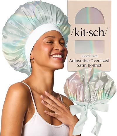 Kitsch XL Satin Bonnet for Sleeping Aura - Adjustable, Soft Frizz Prevention