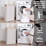 iEGrow 65L Slim Laundry Basket with Removable Inner Bag Bamboo Handles Lid view 5