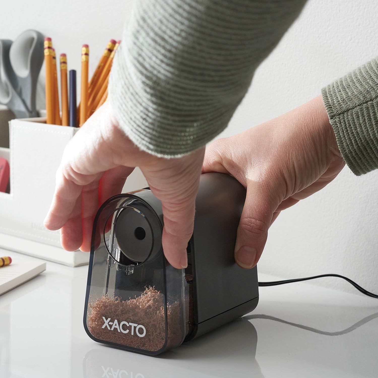 X-ACTO Pencil Sharpener | Mighty Mite Electric Pencil Sharpener, With Pencil Saver, SafeStart Motor, Black, 1 Count : Office Products