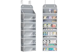 COOLBEBE Over the Door Organizer, 5-Shelf Door Organizer Hanging with 10 Side Pockets, 44LB Behind the Door Organizer for Bat
