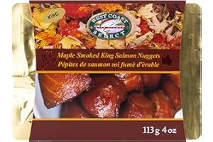 Maple Smoked Salmon Nuggets - Wild Pacific Smoked Salmon, Wild Caught Pacific Seafood, High Protein Gourmet Fish, Shelf-Stabl