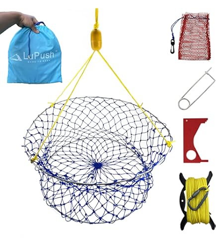 KUFA 22" Stainless Steel Crab Trap With 100' Rope - Casting Trap For Shore & Boat Fishing