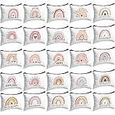 Mumufy 50 Pcs Rainbow Cosmetic Bags for Women Bulk Inspirational Makeup Bags Gift with Zipper Motivational Quotes Travel Canvas Waterproof Pouch for Women Teacher Christmas Party Supplies