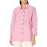 MULTIPLES Women's Turn Up Cuff Three Quarters Sleeve Button Front Shirt