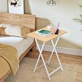 HOOBRO Side Table 2 Set Folding TV Tray Table Industrial Metal Frame Natural view 3
