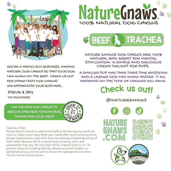 NATURE GNAWS BEEF TRACHEA CHEWS FOR DOGS 6″ (6 COUNT) – LONG LASTING NATURAL CRUNCHY DOG CHEW BONES – RAWHIDE FREE
