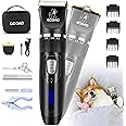 Gooad Dog Clippers Grooming Kit and Paw Trimmer,Cordless,Low Noise, Electric Quiet,Rechargeable, Dog Trimmer Grooming, Pet Hair Clippers for Thick Coats,Shaver for Small and Large Dogs Cats(Black)