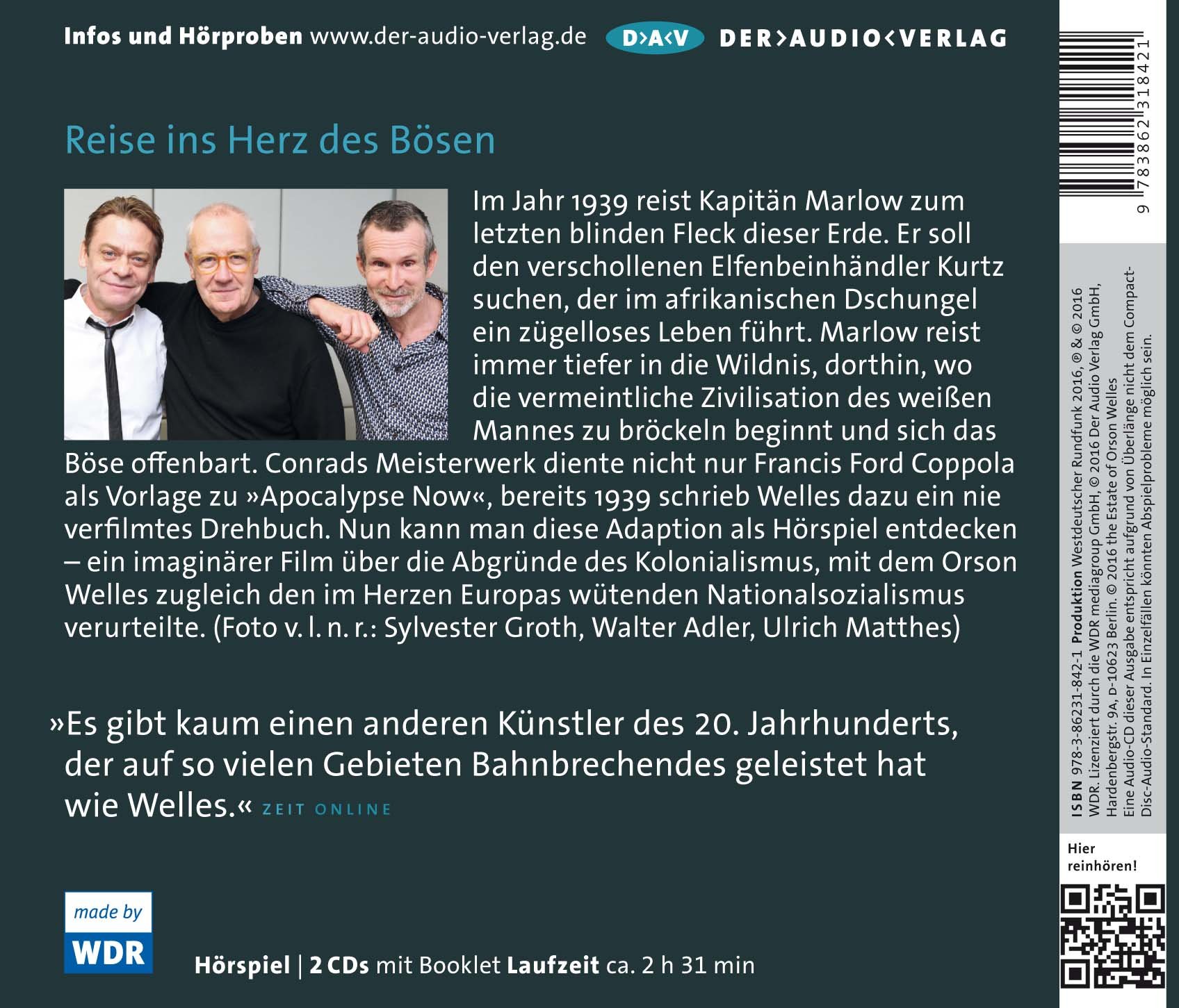 Herz Der Finsternis Nach Einer Erzahlung Von Joseph Conrad Horspiel Mit Sylvester Groth Ulrich Matthes U V A 2 Cds Welles Orson Adler Walter Groth Sylvester Matthes Ulrich Huller Sandra U V A Stremmel Jochen