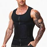 FEVOHOT Waist Trainer Sauna Shirt Suit For Men Sweat Compression Workout Vest Body Shaper Zipper Tank Top Belt Belly Fat