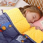 Uttermara Weighted Blanket 3 lbs, Ultra Cozy Minky Fleece and Cotton Sided with Cartoon Patterns, Reversible Heavy Blanket Great for Sleeping, 36x48 inches, Blue Car World