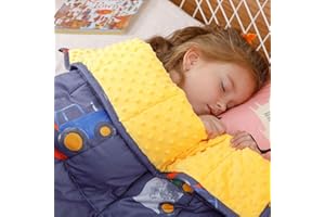 Uttermara Weighted Blanket 3 lbs, Ultra Cozy Minky Fleece and Cotton Sided with Cartoon Patterns, Reversible Heavy Blanket Great for Sleeping, 36x48 inches, Blue Car World