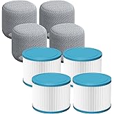 Beckacher Hot Tub Filter Compatible with All RELXTIME Hot Tub, Pool Filters, Spa Filter Replacement, Filter Cartridges for Inflatable Hot Tubs Filtration, 4 Filter + 4 Filter Covers