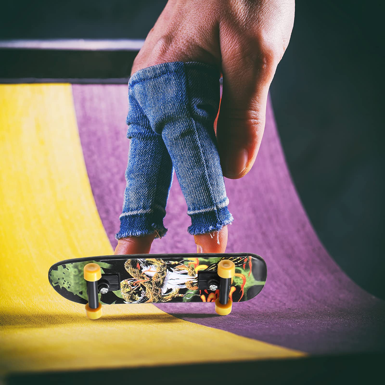 36 Pieces Mini Finger Skateboard Toy Skateboard Finger Boards with Double Sided Pattern Creative Fingertip Movement Toys for Birthday Goodie Bag Stuffers