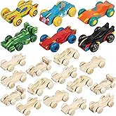 Beeveer 20 Pcs Unfinished Wooden Cars DIY Toys, Paintable Toy Cars Crafts to Paint for Students Home Activities Family Time Handicraft Projects Party Favors (Popular)