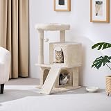 Yaheetech Cat Tree 92cm Multilevel Tower with Double Condo Beige view 8