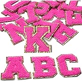 vibedor 52 PCS Chenille Letters Patches, Hot Pink Varsity Letter Patches 2.2 Inches Self Adhesive Stickers for Hats, Bags, Makeup Bags, Backpacks