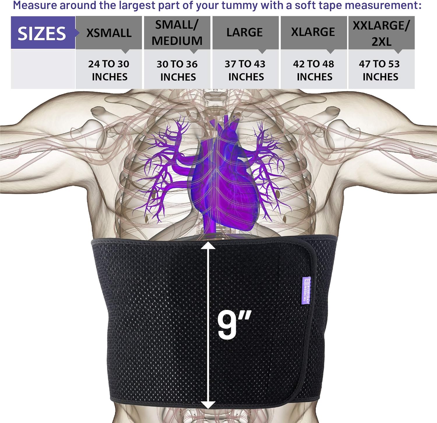 Everyday Medical Abdominal Binder Post Surgery – with Bamboo Charcoal Accelerate Healing and Reduce Swelling After C-Section, Abdomen Surgeries, Tummy Tuck, Bladder & Gastric Bypass Belly Girdle: Health & Personal Care