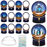 Threehoney 24 Set Christmas Nativity Snow Globe Craft Kit DIY Make Your Own 3D Jesus Birth Snowglobe Hanging Ornament with Glitter Sequins Papers for Home School Xmas Holiday Religious Decor