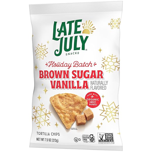 LATE JULY SNACKS BROWN SUGAR VANILLA FLAVORED TORTILLA CHIPS, 7.5 OZ BAG
