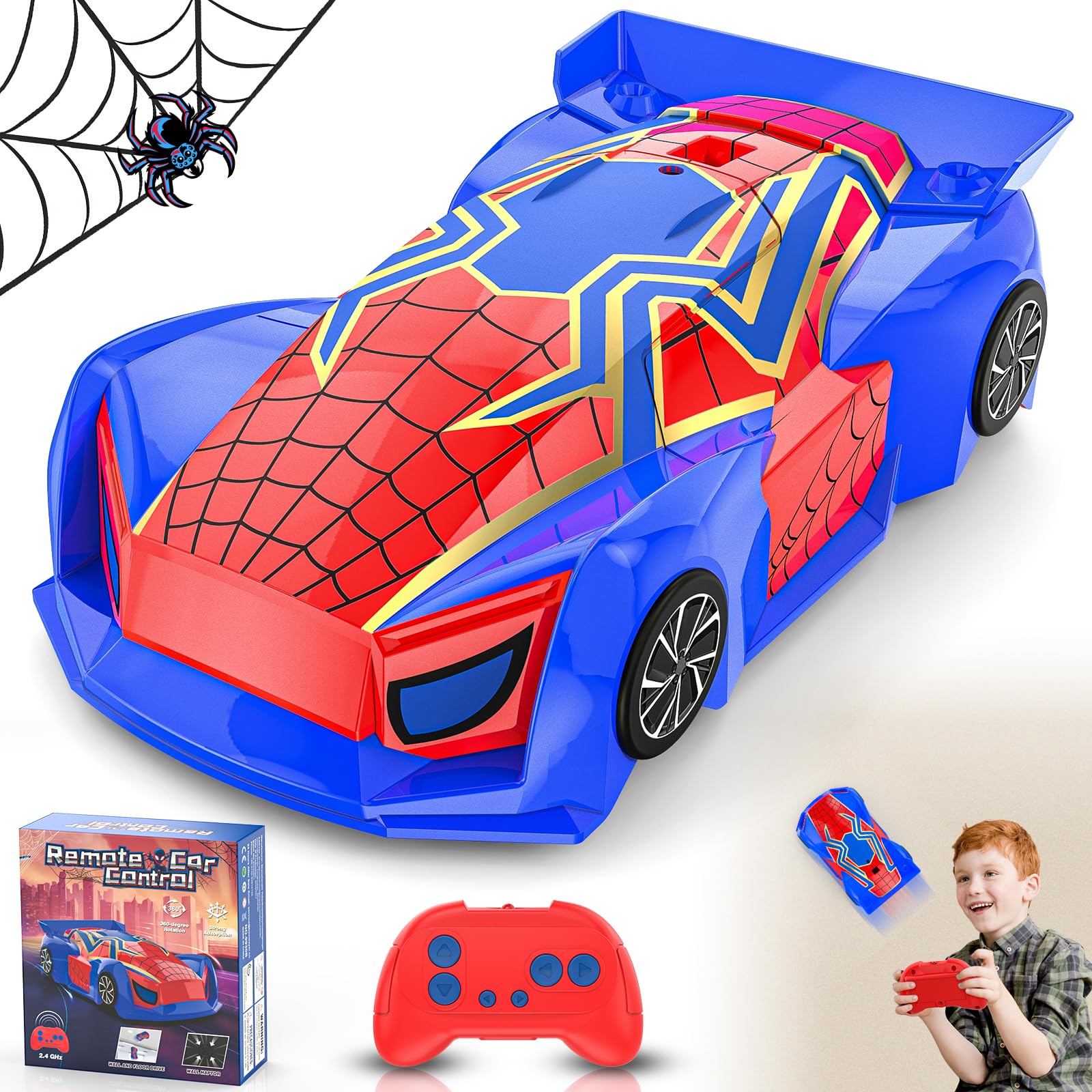 Photo 1 of FirYawee Wall Climbing Remote Control Car Mini, Spider 360° Rotating RC Stunt Car, Rechargeable RC Cars Toys for 3 4 5 6 7 8 9 10 11 12 Year Old Boys Girls Kids