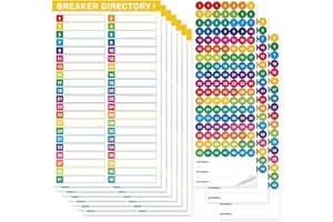 10 Sheets Breaker Panel Labels Waterproof Reusable Electrical Box Stickers Number Catalog Adhesive Markers for Load Center Or