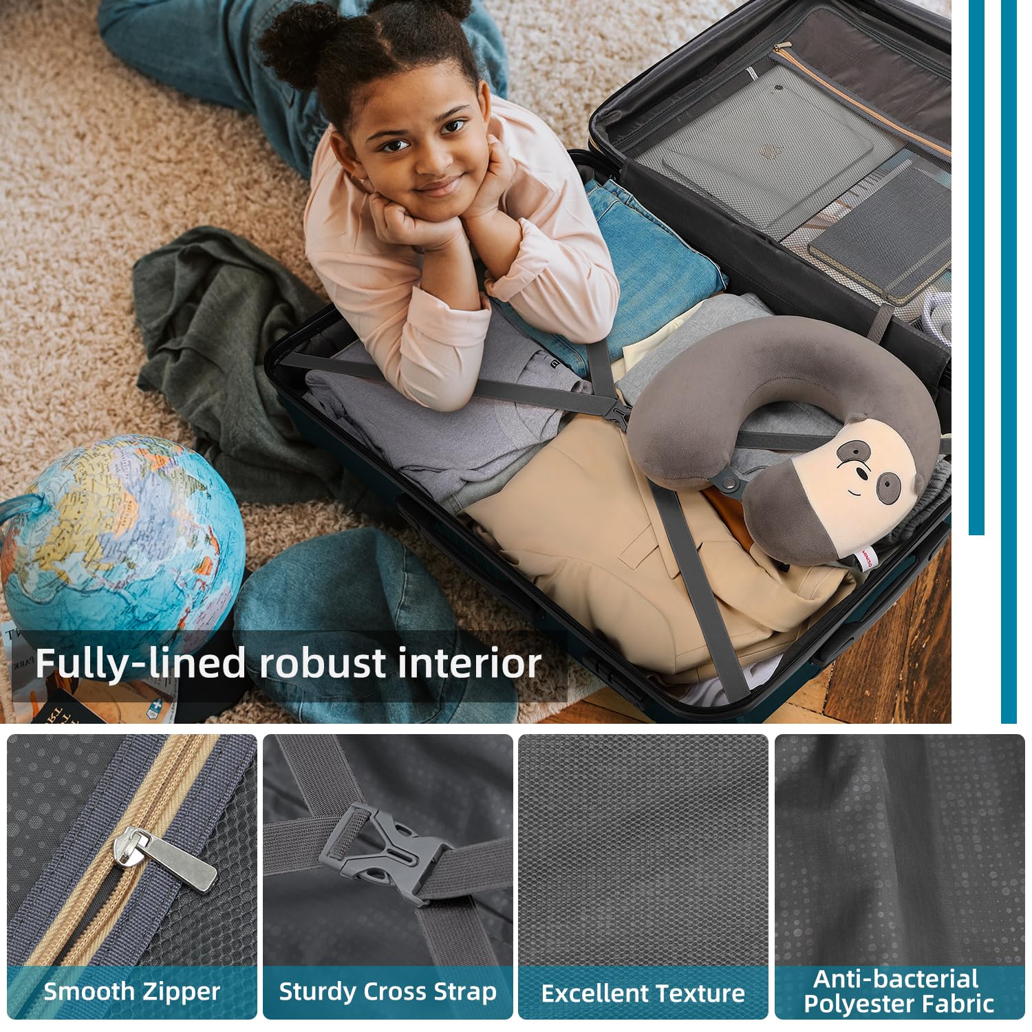 LEAVES KING LARVENDER Luggage Sets 5 Piece, Expandable(Only 24