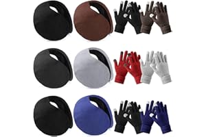 Liitrsh 12 Pcs Winter Unisex Fleece Earmuffs and Touch Screen Gloves Set Foldable Earmuffs Winter Outdoor Ear Muffs Ear Warmers and Knitted Gloves for Cold Weather