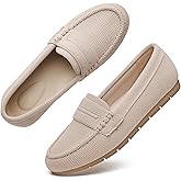 Volattio Loafers for Women Comfortable Slip On Working Shoes Womens Dressy Casual Work Flat Knit Shoes Nude Size 12