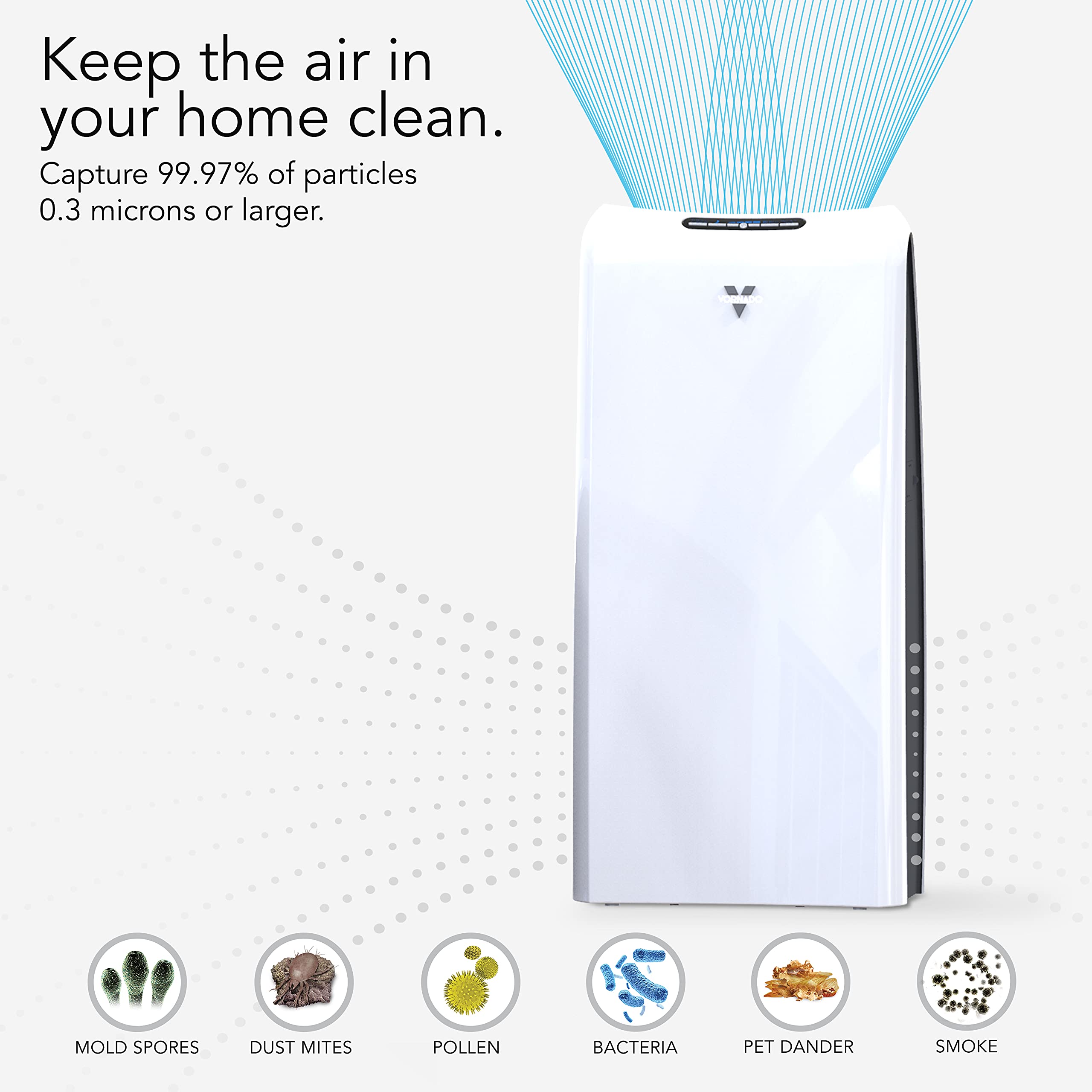 Vornado AC550 Air Purifier with True HEPA Filter, Captures Allergens, Smoke, Odors, Pollen, Dust, Mold Spores, Pet Dander, Ice White