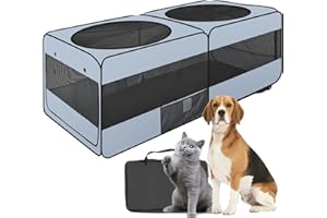 EIGHTEENTEK 2-in-1 Dog Playpen, 73''Pop Up Cat Puppy Pet Playpen Indoor/Outdoor Cats Enclosed, Cat Dog Tent Crate Cage Kennel, Portable Playpen for Kitten, Small Animals Play Pen(No Divider, Unified Space)