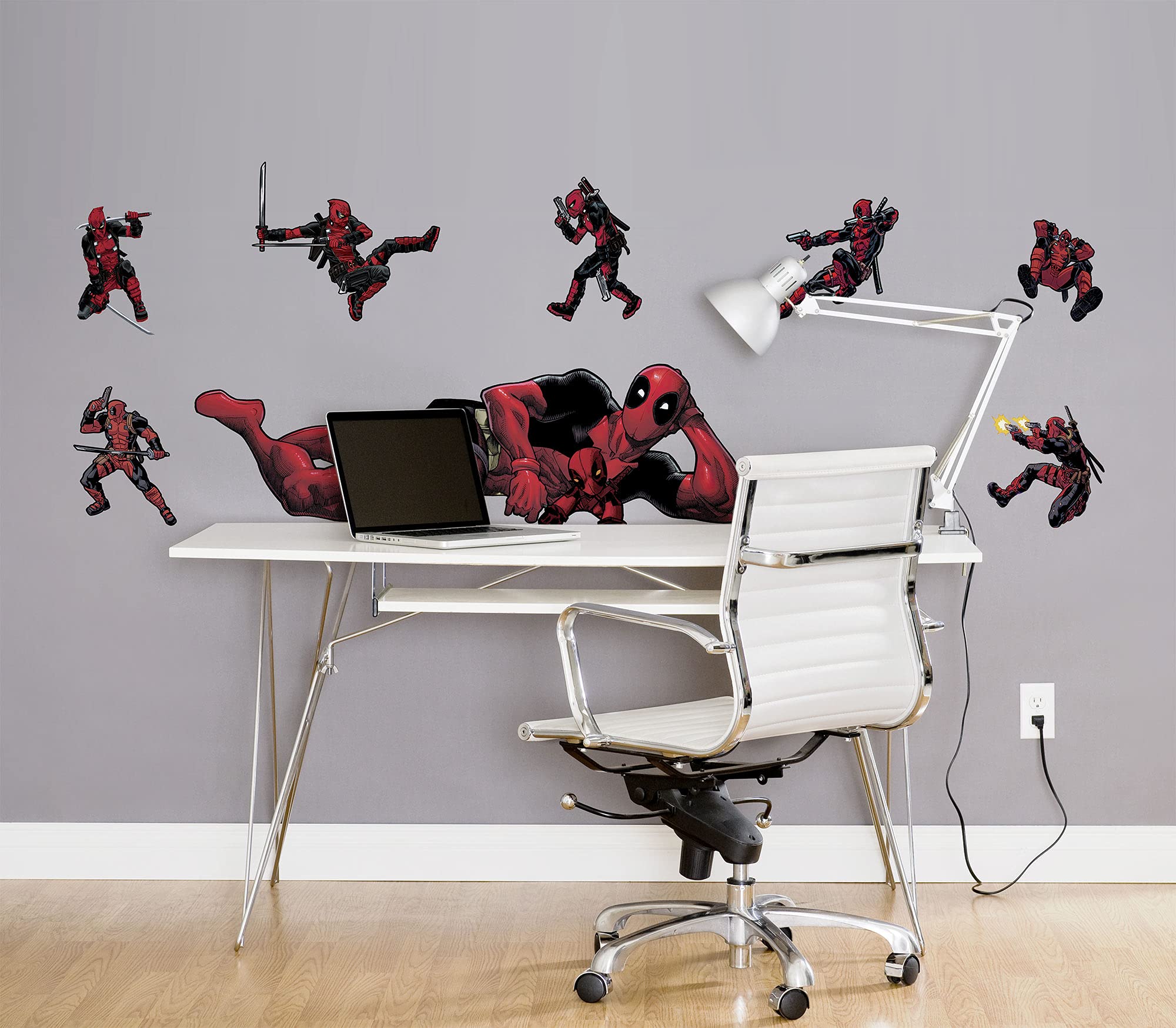 Marvel Wall Sticker by Komar - Deadpool Posing - 100 x 70 cm (Width x Height) - 8 Pieces - Decorative Sticker, Wall Decoration, Children's Room - 14741h