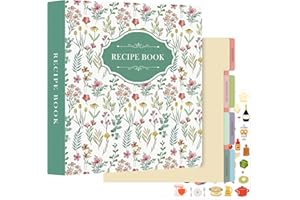 Lanpn Recipe Binder 8.5x11 3 Ring Kit, Blank Organizer Binder Recipe Book Waterproof Cookbook to Write in Your Own Recipes wi