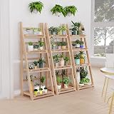 HOMIDEC 4-Tier Plant Stand Ladder Shelf Foldable Natural Wood Home Decor view 8