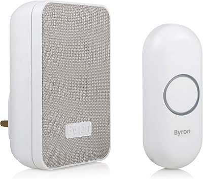 Byron DBY-22322UK Wireless Doorbell Set 150 m Range 16 Melodies White Grey