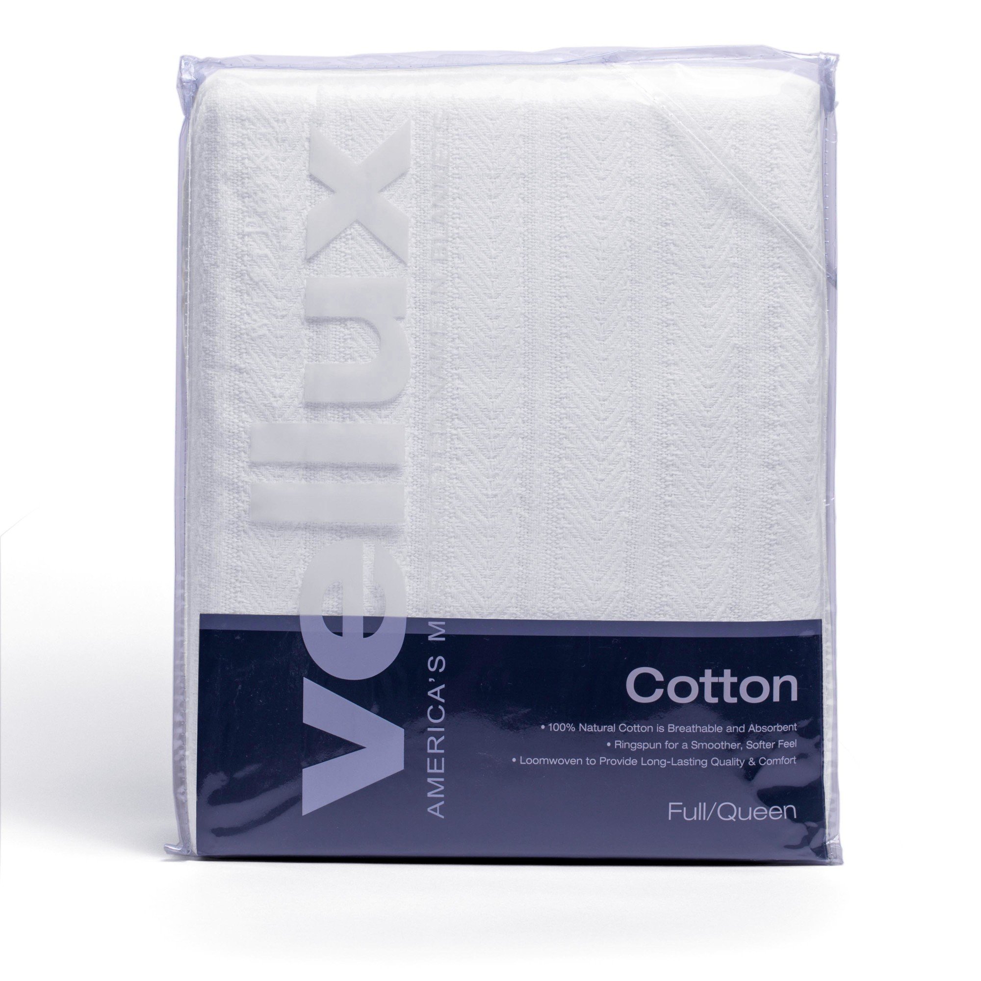 COTTON WOVEN BLANKET BY VELLUX Natural, Cozy, Warm, Chevron Textured